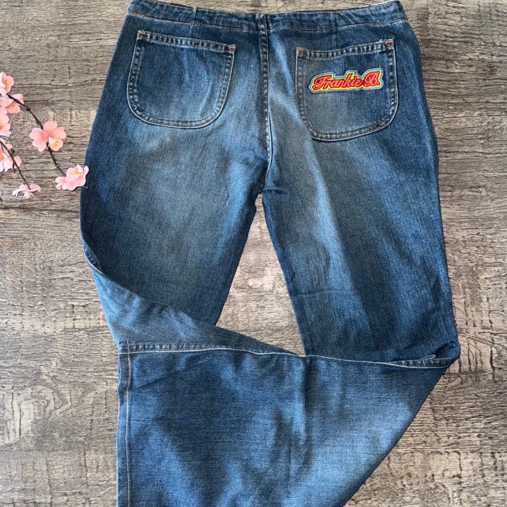 Vintage Frankie B Jeans Y2K Ultra Low Rise Flare Denim Sz 8 29" Inseam Made USA